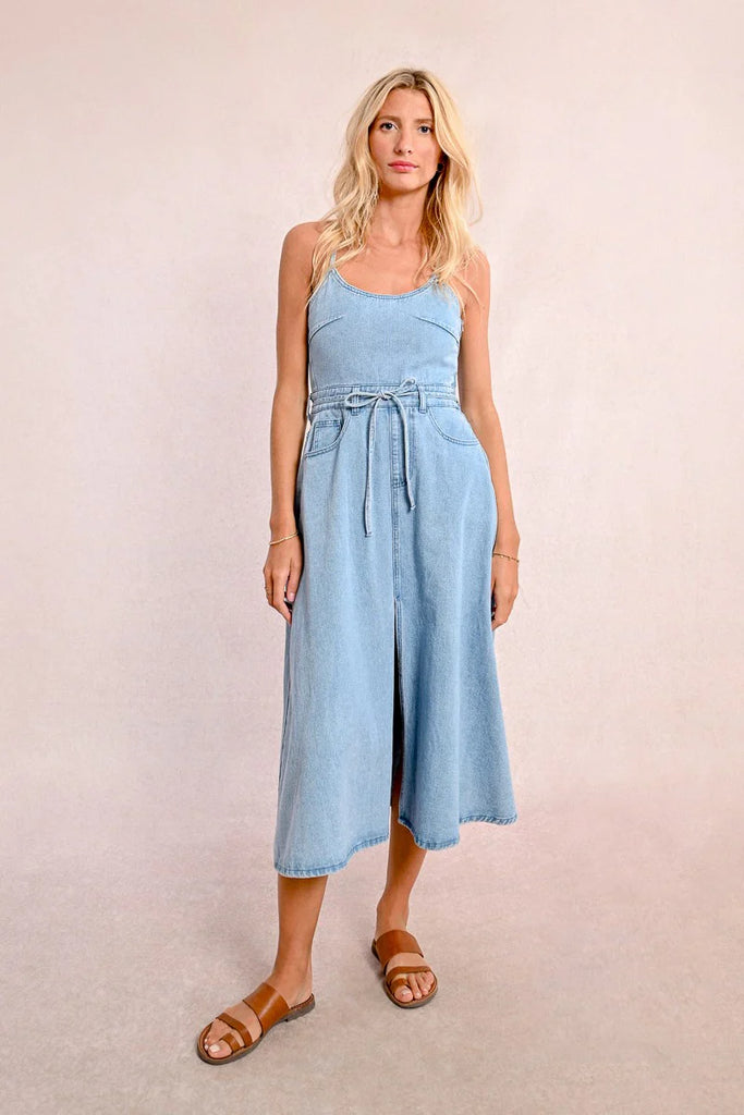 LONG DENIM DRESS LIGHT BLUE DENIM / L